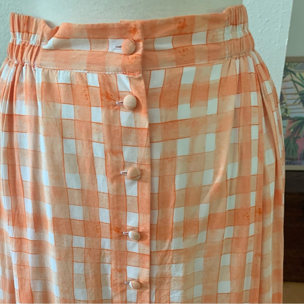 Urban Outfitters orange and white checkered and pleated button down mini skirt - Picture 8 of 8